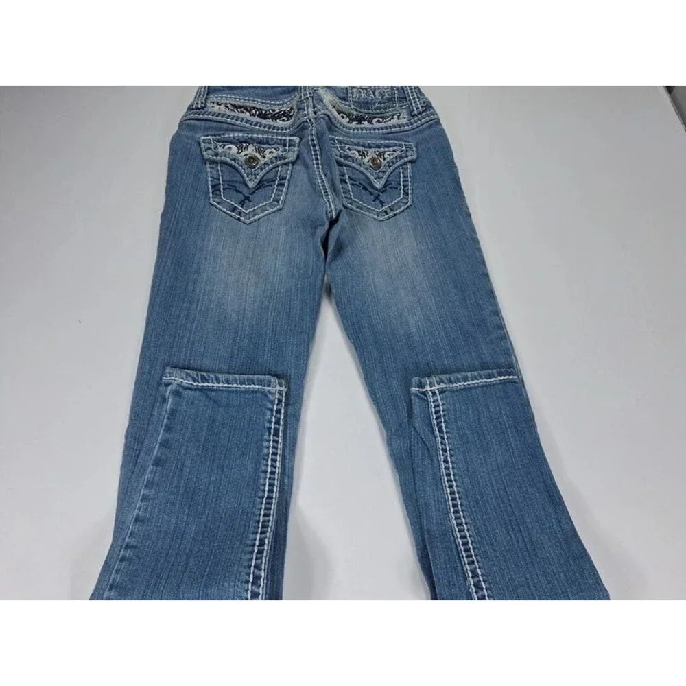 Grace In LA Women's Size 3 Light Wash Denim Jeans Rhinestone Embroidered